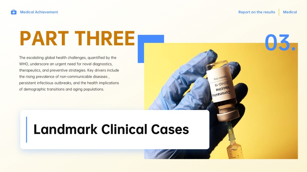 Minimalist Yellow and Blue Medical Achievement Presentation Template