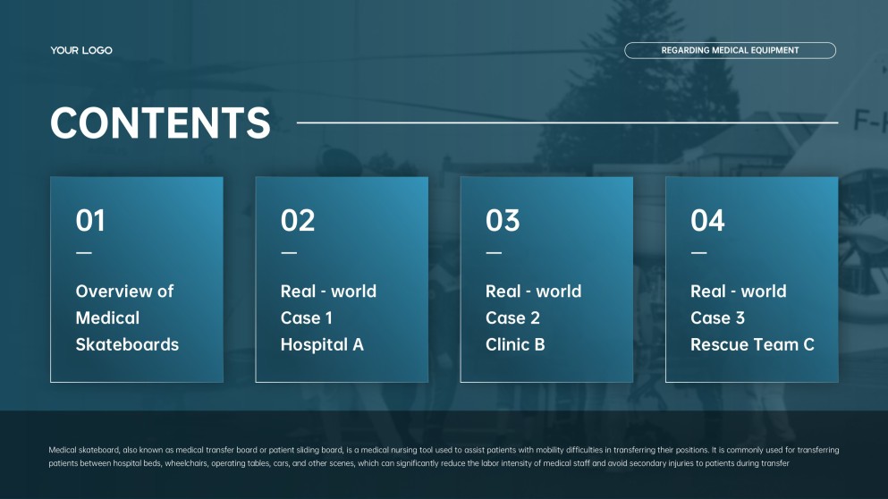 医療スライドボード用ライトブルービジネススタイルPPTテンプレート