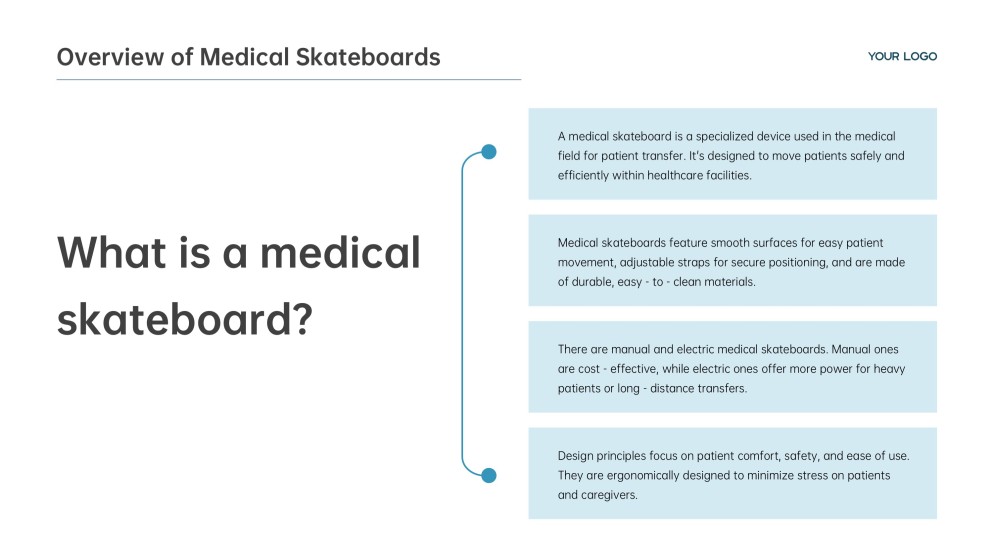 医療スライドボード用ライトブルービジネススタイルPPTテンプレート