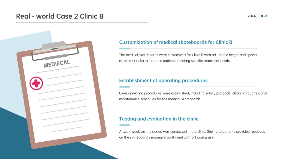 医療スライドボード用ライトブルービジネススタイルPPTテンプレート