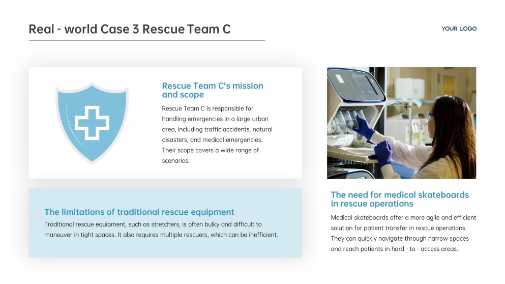 医療スライドボード用ライトブルービジネススタイルPPTテンプレート