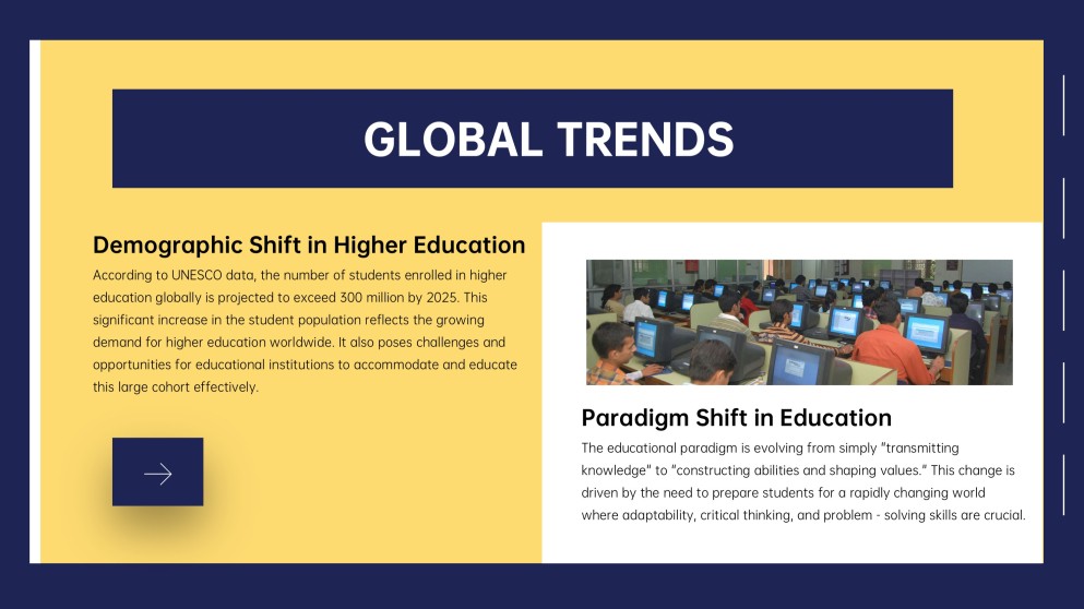 Tema educativo animado azul y amarillo para plantilla de PowerPoint