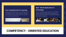 Tema educativo animado azul y amarillo para plantilla de PowerPoint