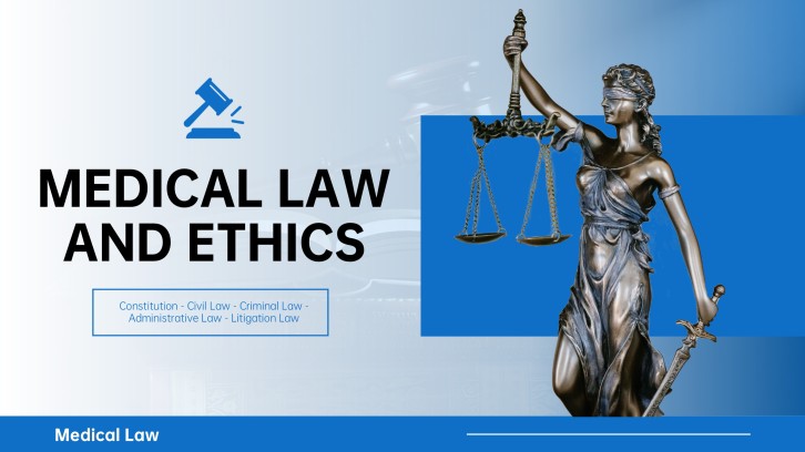 Blue Business Premium Medical Law and Ethics PPT Template
