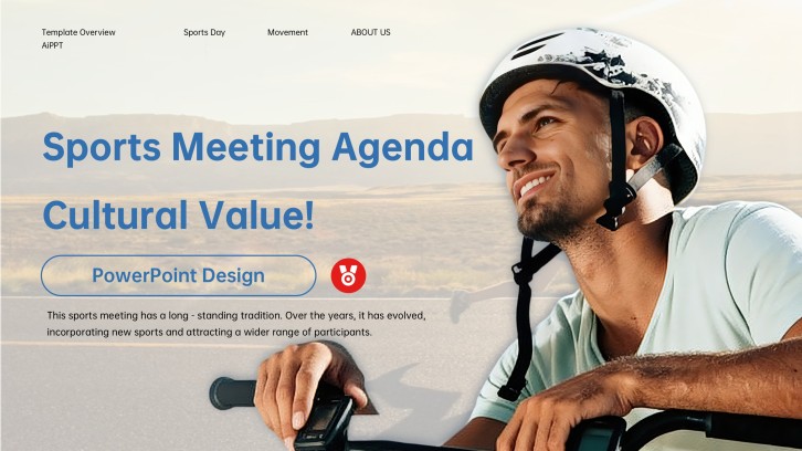 Blue Dynamic Sports Meeting Agenda Template for PPT