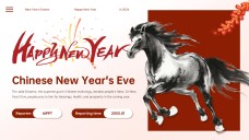 Elegant Ink Painting & Red Motif Chinese New Year Slide Template