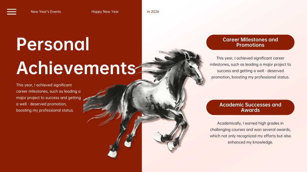 Elegant Ink Painting & Red Motif Chinese New Year Slide Template