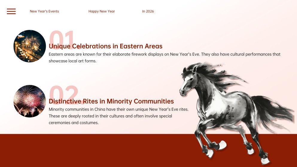 Elegant Ink Painting & Red Motif Chinese New Year Slide Template