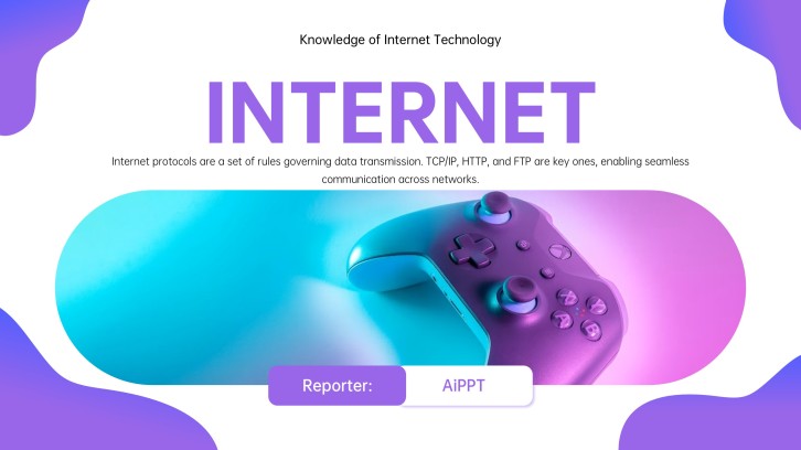 Blue and Purple Modern Minimalist Connectivity IT PPT Template