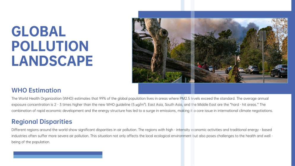 Plantilla de Presentación de Contaminación del Aire Azul en el Exterior con Niebla