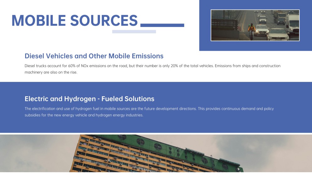 Plantilla de Presentación de Contaminación del Aire Azul en el Exterior con Niebla