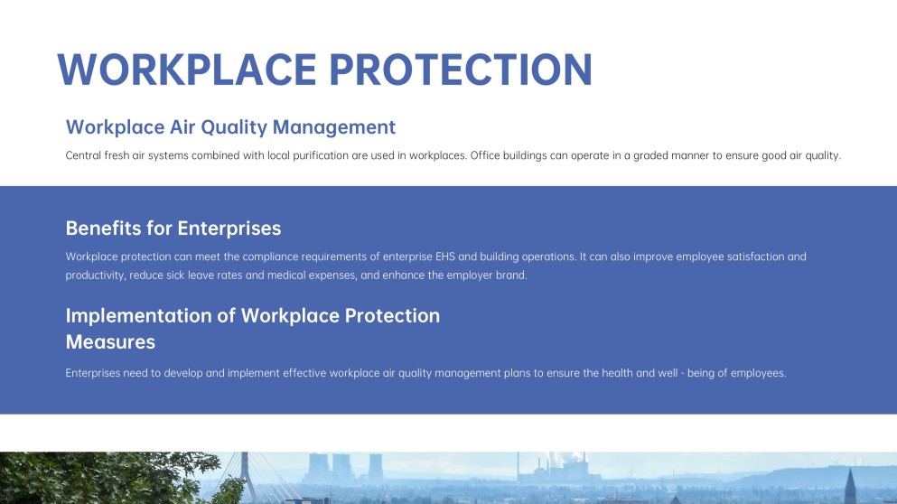 Plantilla de Presentación de Contaminación del Aire Azul en el Exterior con Niebla