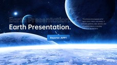 Template ng PowerPoint ng Malalim na Asul na Kalawakan ng Kosmikong Mundo