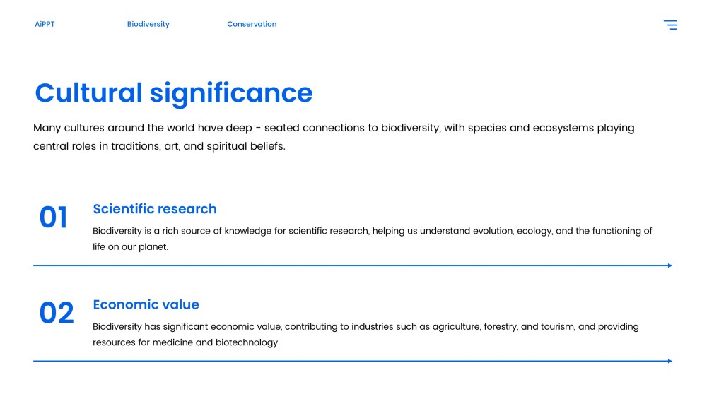 藍色自然風格生物多樣性保育PPT模板