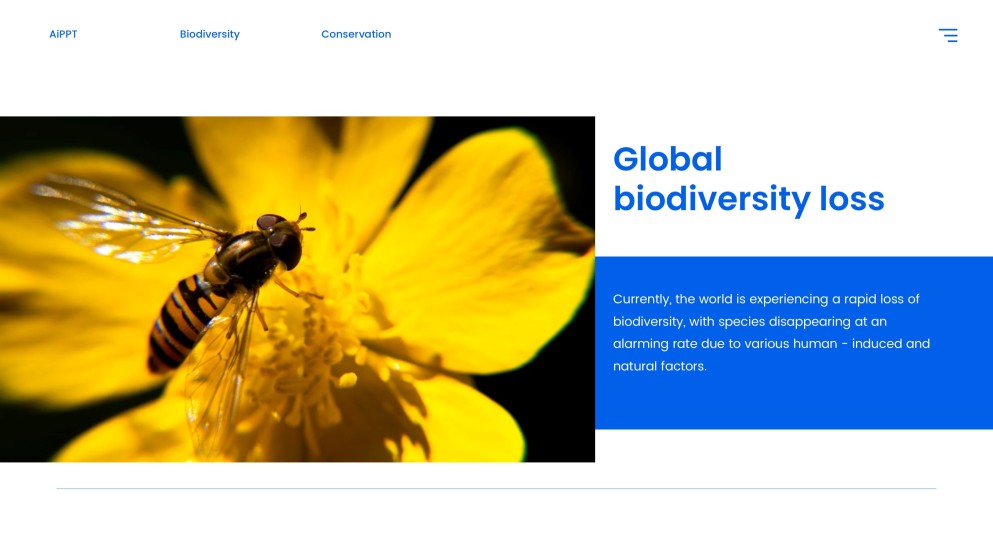 藍色自然風格生物多樣性保育PPT模板