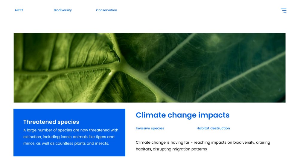 藍色自然風格生物多樣性保育PPT模板