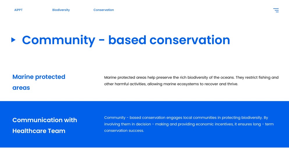 藍色自然風格生物多樣性保育PPT模板