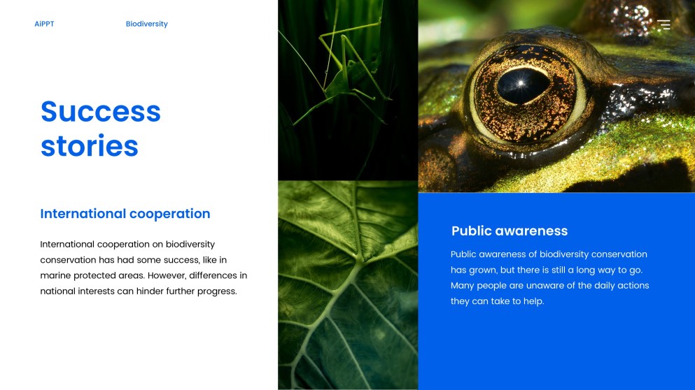 藍色自然風格生物多樣性保育PPT模板