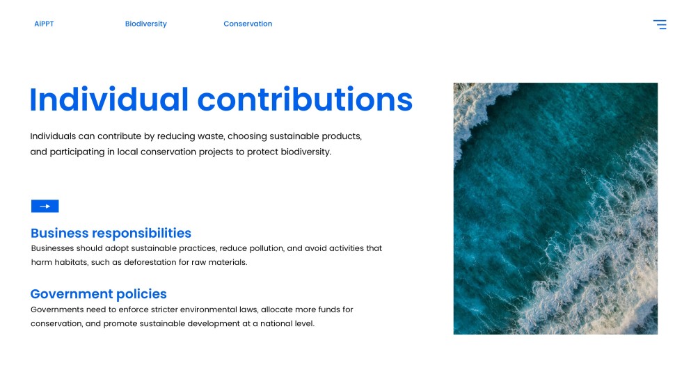 藍色自然風格生物多樣性保育PPT模板