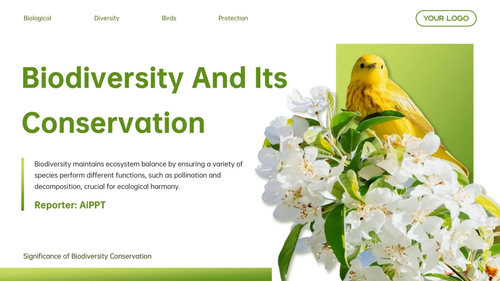 Spring Bloom & Songbird Biodiversity and Conservation PPT Template