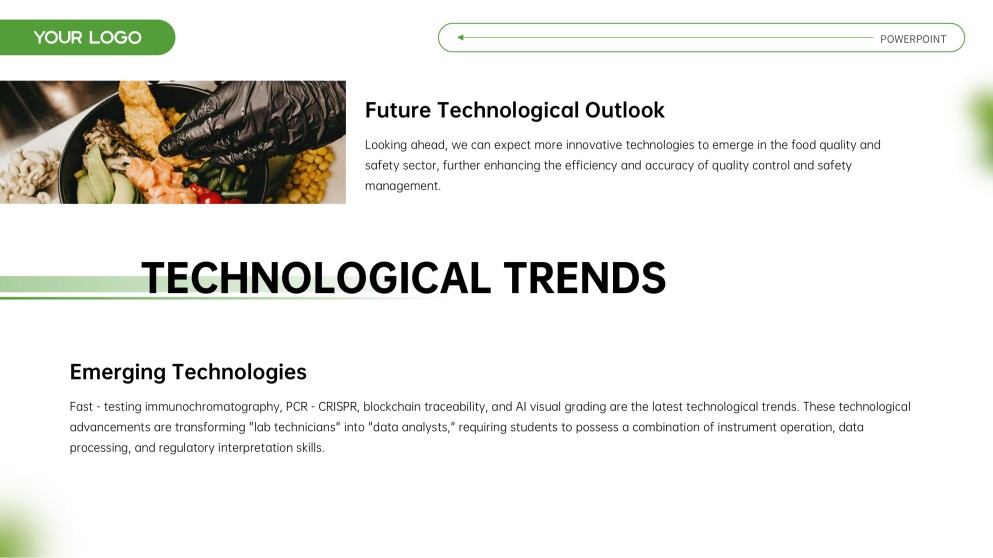 Plantilla de PPT Minimalista de Seguridad Alimentaria Verde y Blanco