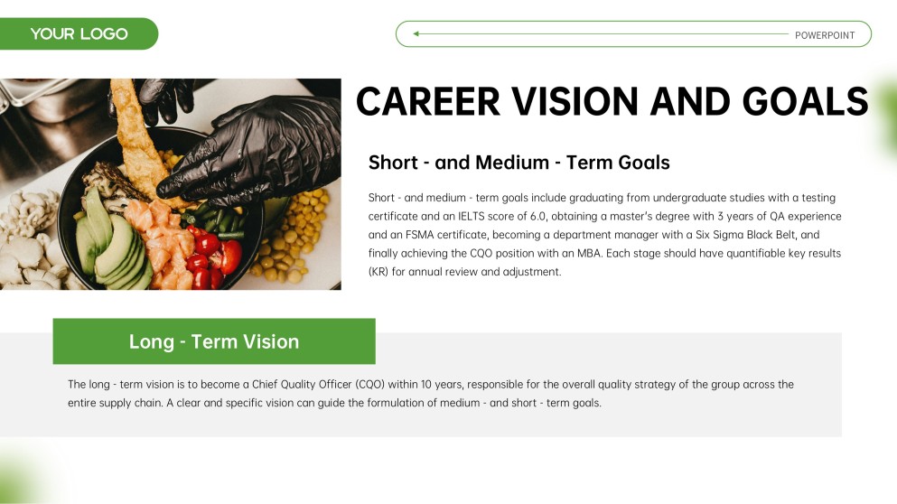 Plantilla de PPT Minimalista de Seguridad Alimentaria Verde y Blanco