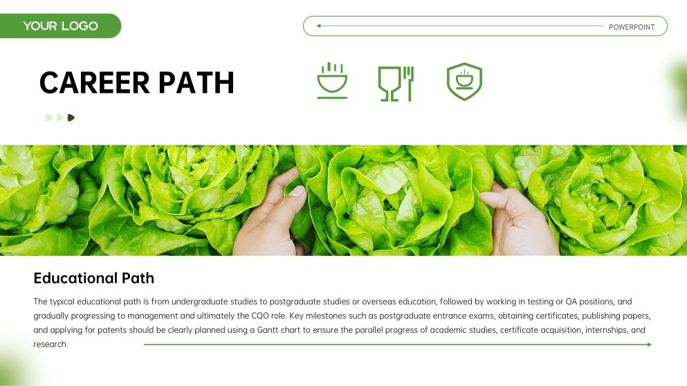 Plantilla de PPT Minimalista de Seguridad Alimentaria Verde y Blanco