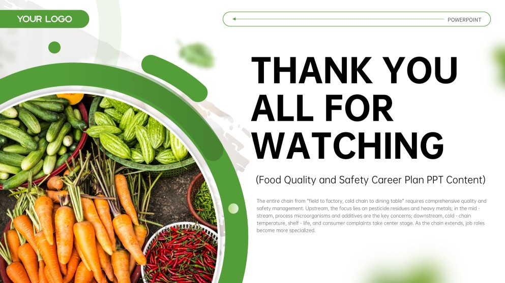 Plantilla de PPT Minimalista de Seguridad Alimentaria Verde y Blanco