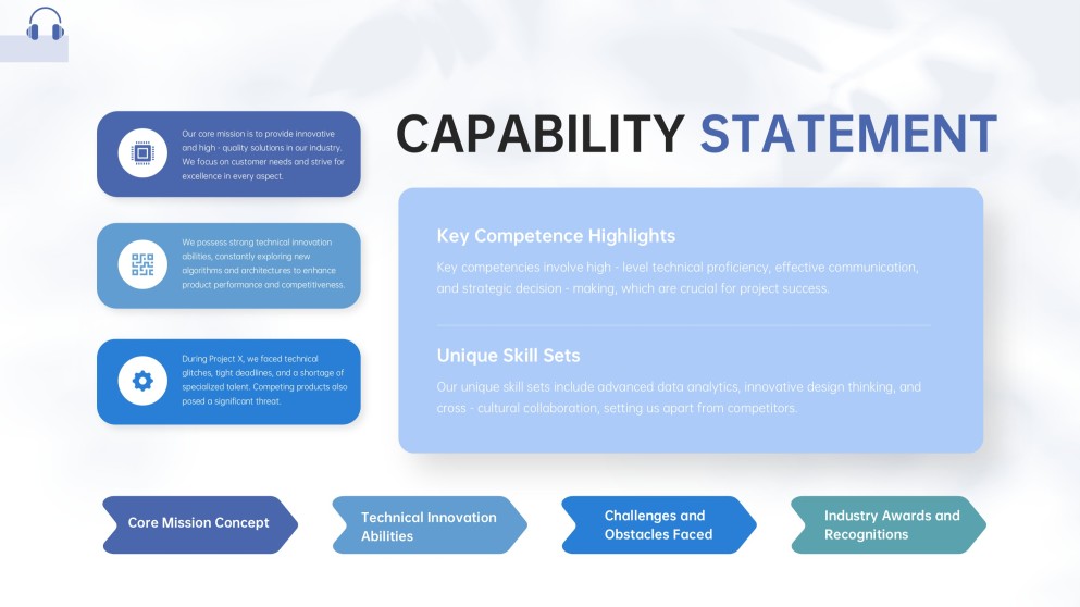 Blue Sophisticated Business Capability Statement Templates