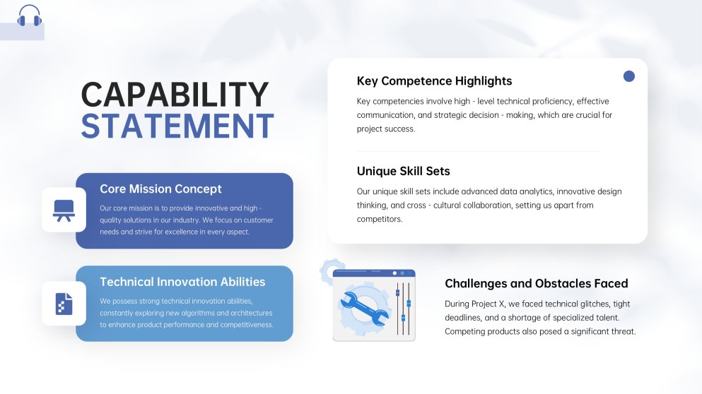 Blue Sophisticated Business Capability Statement Templates