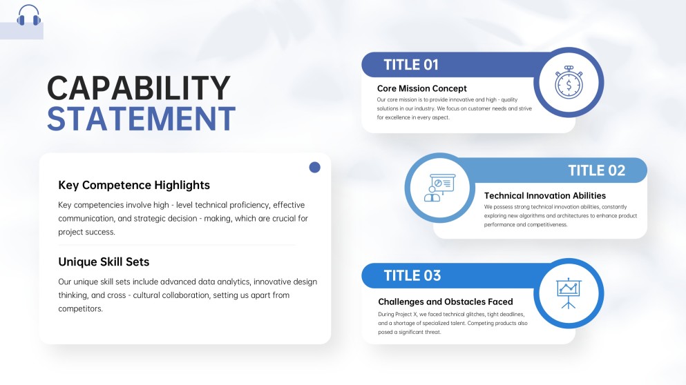 Blue Sophisticated Business Capability Statement Templates