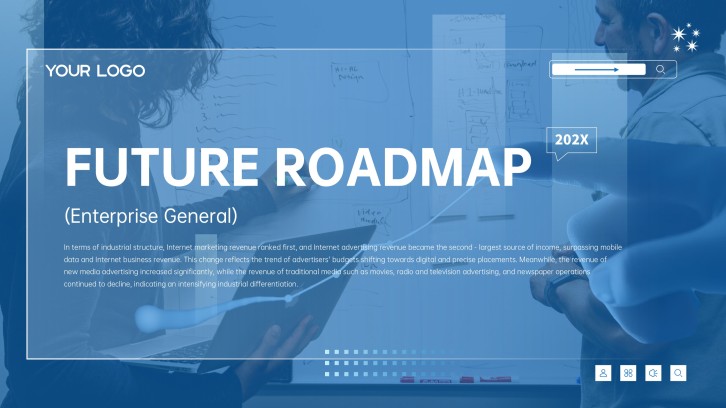 Corporate Blue Tech Future Roadmap Template for PowerPoint
