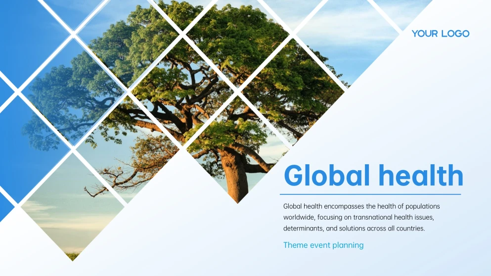 Blue Sky Nature Grid Global Health PowerPoint Template