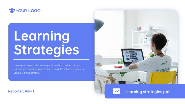 Clean Academic Blue Theme Learning Strategies PPT Template