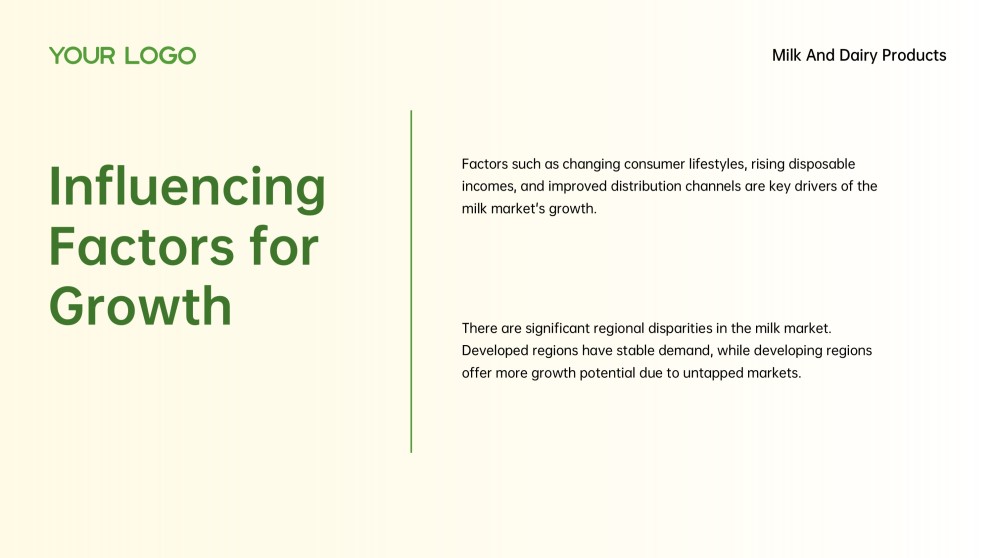 3D Green Meadow Pasture Style Milk PowerPoint Template