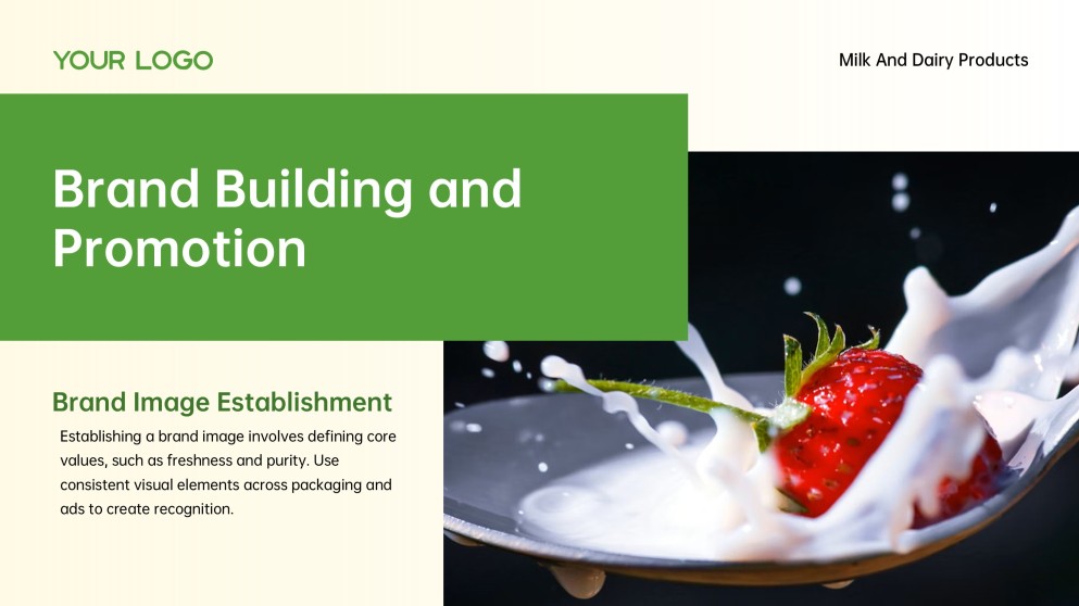 3D Green Meadow Pasture Style Milk PowerPoint Template