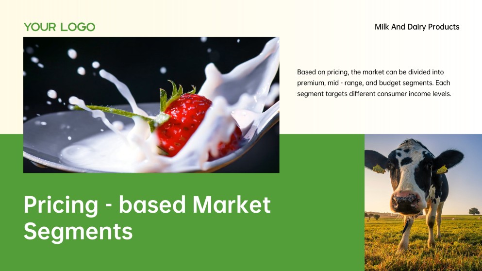 3D Green Meadow Pasture Style Milk PowerPoint Template