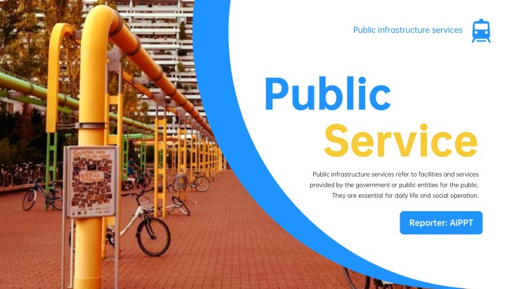Blue and Yellow Modern Corporate Style Public Service PPT with Icons