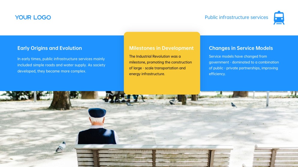 Blue and Yellow Modern Corporate Style Public Service PPT with Icons