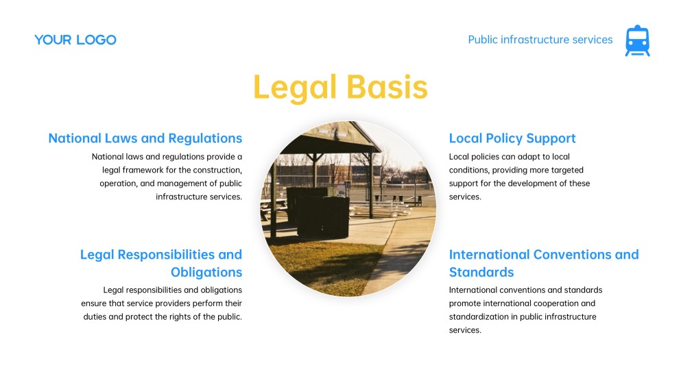 Blue and Yellow Modern Corporate Style Public Service PPT with Icons