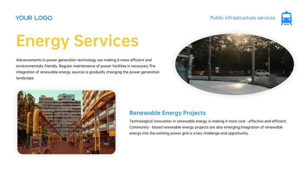 Blue and Yellow Modern Corporate Style Public Service PPT with Icons