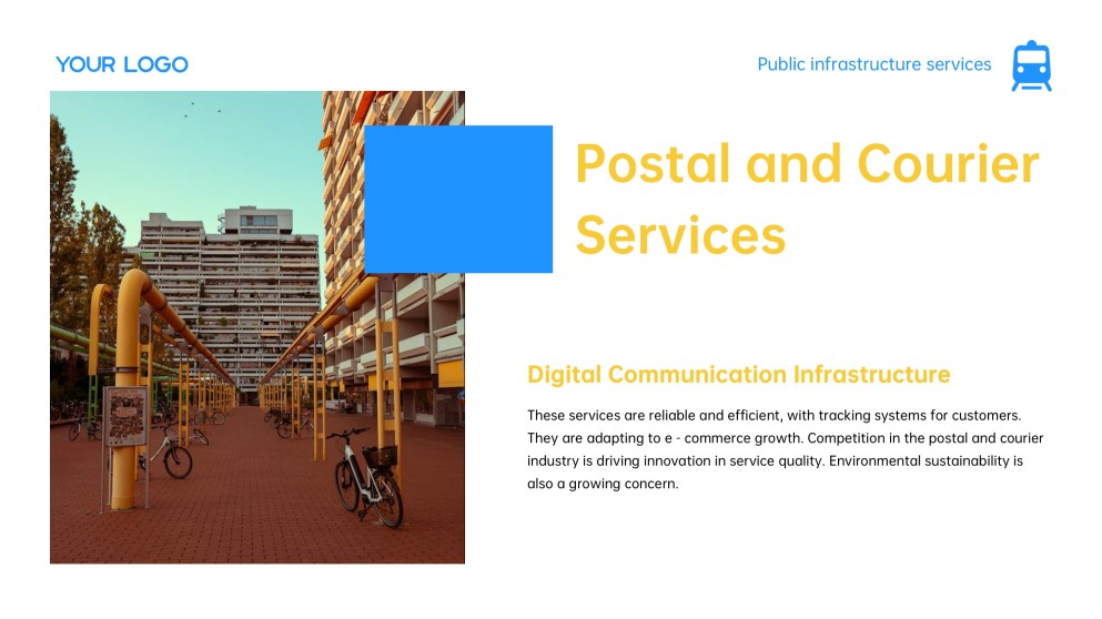 Blue and Yellow Modern Corporate Style Public Service PPT with Icons