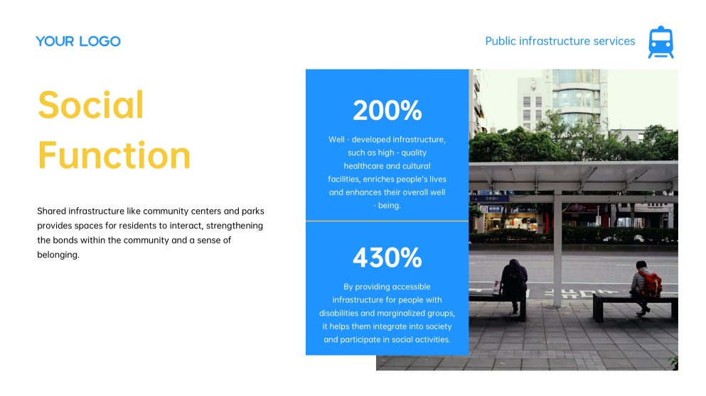 Blue and Yellow Modern Corporate Style Public Service PPT with Icons