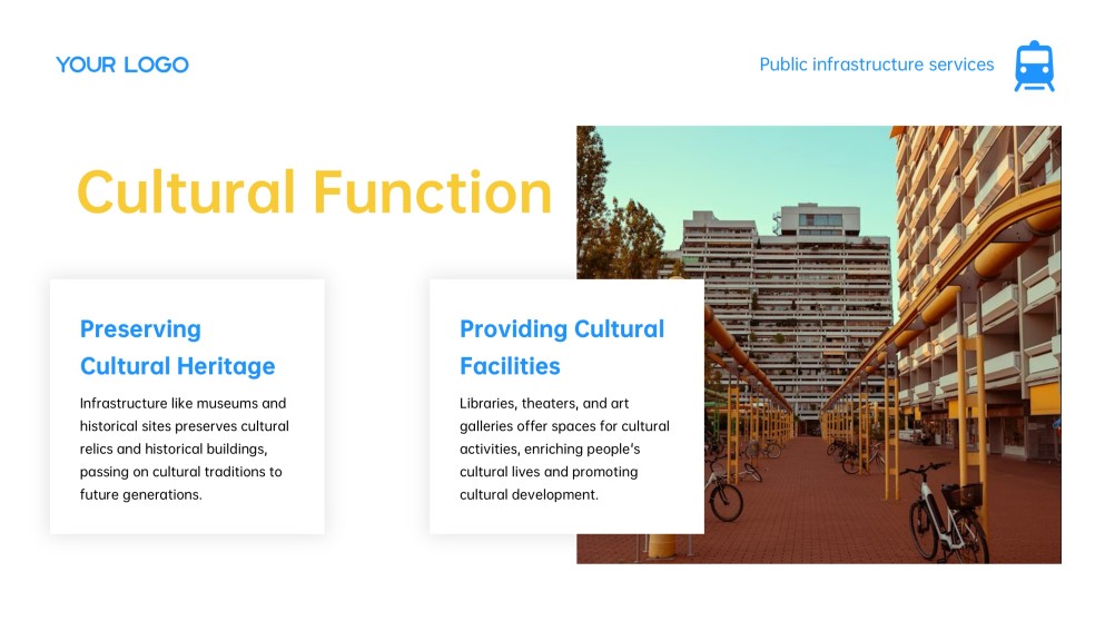 Blue and Yellow Modern Corporate Style Public Service PPT with Icons