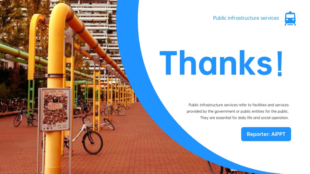 Blue and Yellow Modern Corporate Style Public Service PPT with Icons