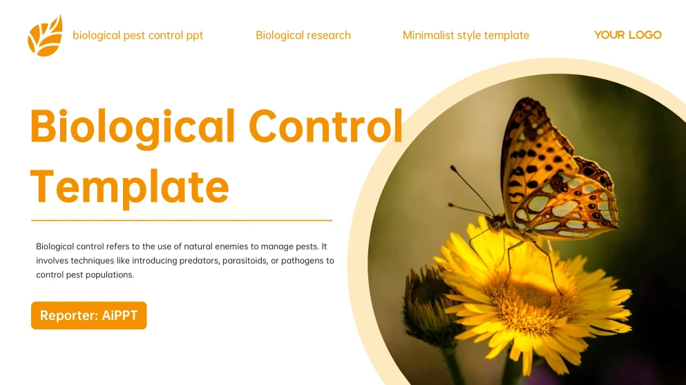 Yellow Minimalist Style Biological Pest Control PPT Template