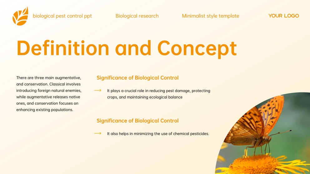 Yellow Minimalist Style Biological Pest Control PPT Template