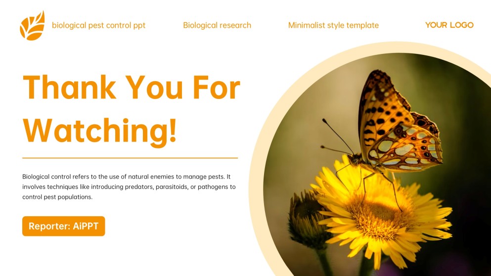 Yellow Minimalist Style Biological Pest Control PPT Template
