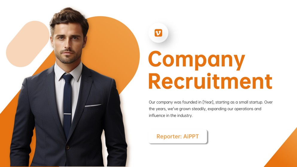 Templat PPT Pengambilan Pekerja Dekorasi Potret Perniagaan Ringkas Jingga