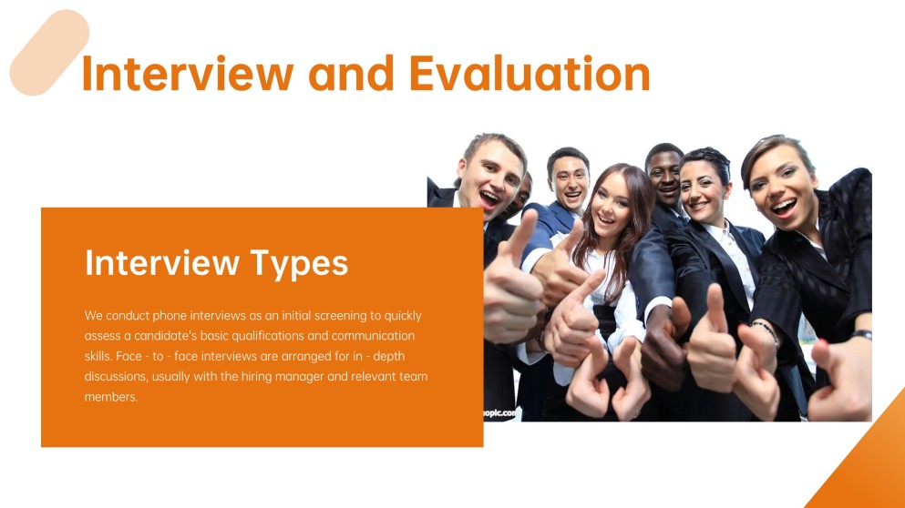 Templat PPT Pengambilan Pekerja Dekorasi Potret Perniagaan Ringkas Jingga